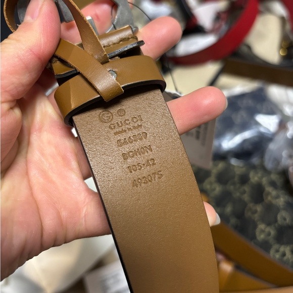 GUCCI 546389 INTERLOCKING LEATHER BELT BROWN - Picture 4 of 6